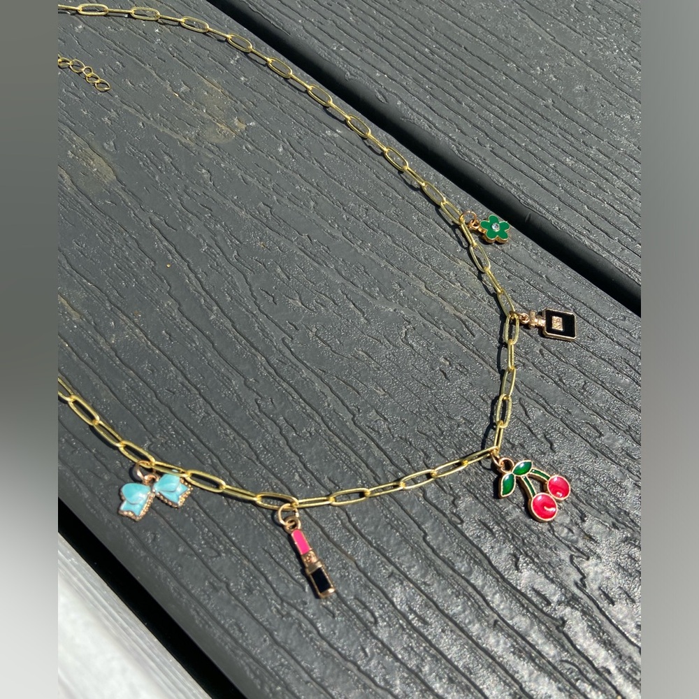 Gold Charm Necklace - Handmade